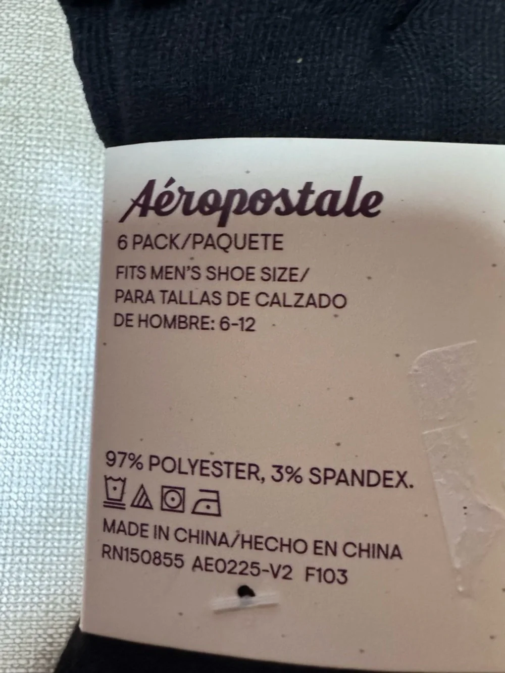 Aeropostale Men's White Athletic Crew Socks with Maroon & Black Accents